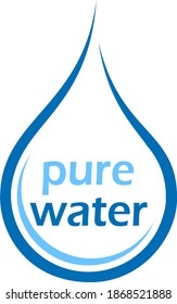 Vektorgrafik eines Tropfens mit einem PURE-WASSER-Text als Logo für ein Unternehmen