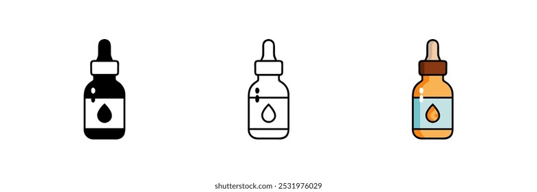 Vector illustration of a dropper bottle for essential oil, representing aromatherapy and wellness.