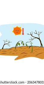 vector illustration of drought and climate change