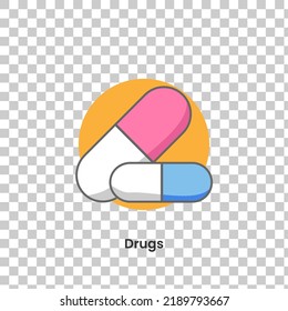 Vector illustration of drug, medicine,  colourfull flat design, transparent background. set of medical icon.