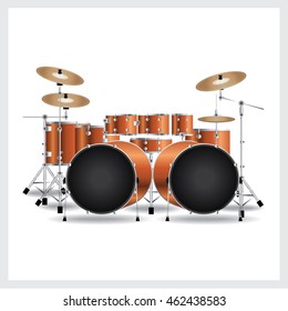 Vector Illustration Drum Big Set Orange