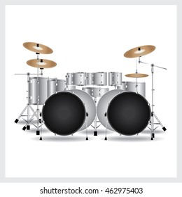 Vector Illustration Drum Big Set White