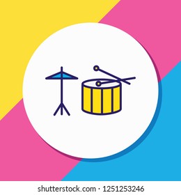 Vector illustration of drum icon colored line. Beautiful lifestyle element also can be used as percussion icon element.