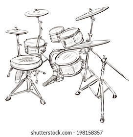 Vector illustration of drum kit 