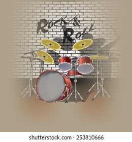 vector illustration drum kit drummer and shadow