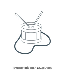 Vector illustration with drum. Musical instrument. Toy. Design for postcard, banner, poster or print.