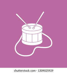 Vector illustration with drum. Musical instrument. Toy. Design for postcard, banner, poster or print.