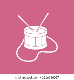 Vector illustration with drum. Musical instrument. Toy. Design for postcard, banner, poster or print.