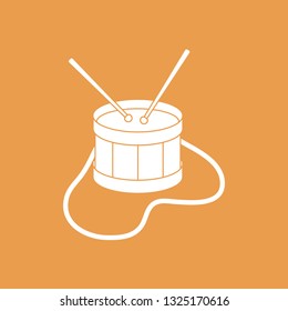 Vector illustration with drum. Musical instrument. Toy. Design for postcard, banner, poster or print.