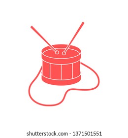 Vector illustration with drum. Musical instrument. Toy. Design for postcard, banner, poster or print.