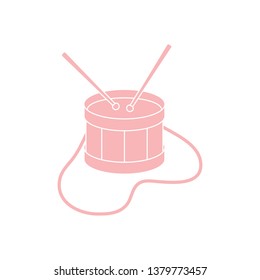 Vector illustration with drum. Musical instrument. Toy. Design for postcard, banner, poster or print.