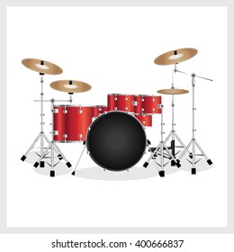Vector Illustration Drum Set Red