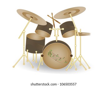  Vector illustration of drums set.