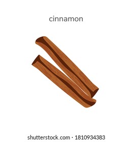 Vector illustration of dry cinnamon stick spice isotated on white background. Hand drawn illustration with textures.