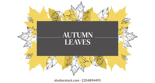 Vector illustration of dry, fallen leaves. Abstract autumn leaves. Horizontal banner on an autumn theme. For the design of textiles, invitations, promotions