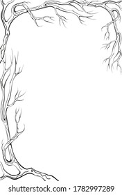 Vektorgrafik des Trockenbaums. Schwarze Silhouette eines kahlen Baumes