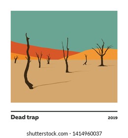 Vector illustration - dry trees in the desert