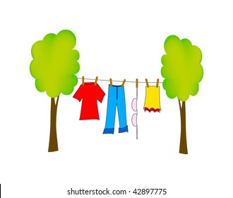 vector illustration of dry washing isolated on white background