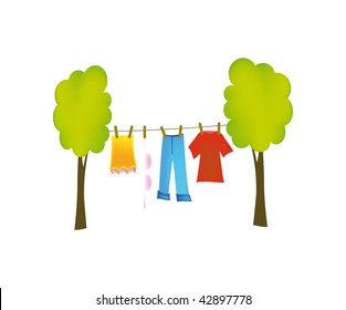vector illustration of dry washing isolated on white background
