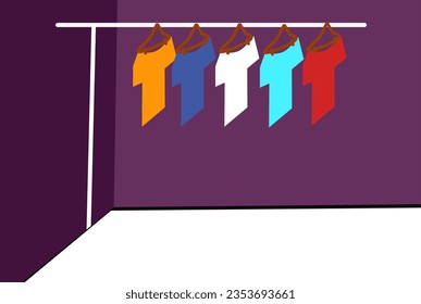vector illustration of drying clothes indoors.drying clothes