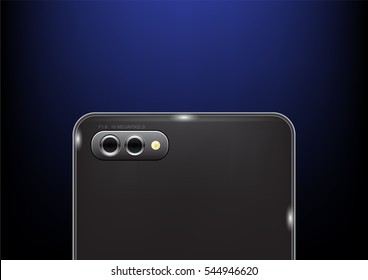 Vector illustration of a dual camera with flash on the cellphone