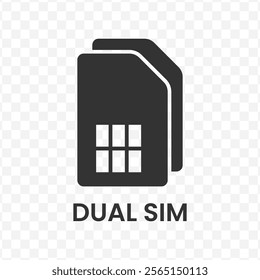 Vector illustration of dual sim icon in dark color and transparent background(PNG).