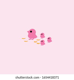 Vector illustration duck background, wallpaper isolated little duck cartoon.