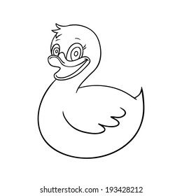 Vector illustration of duck cartoon - Coloring book