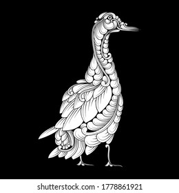 Vector illustration of a duck in a decorative style