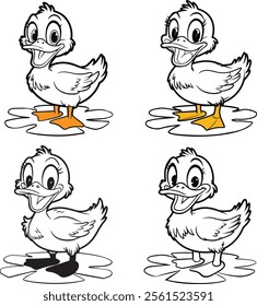 vector illustration of a duck design, tropical print, vector illustration for line art, logo, Color book.eps