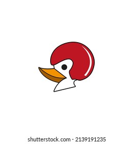 Vector illustration of a duck head wearing a helmet for an icon, symbol or logo. duck flat logo