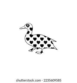 vector illustration of a duck with a heart concept