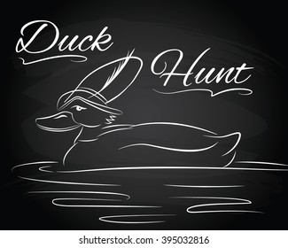 Vector Illustration with duck in the hunter hat