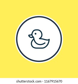 Vector illustration of duck icon line. Beautiful fauna element also can be used as bath animal icon element.