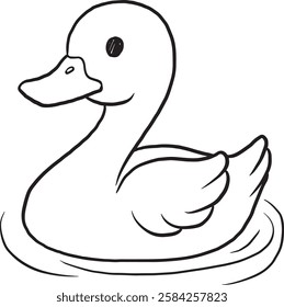 vector illustration of a duck kawaii line art