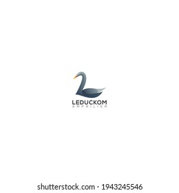 vector illustration of duck with letter L gradient colorful logo animals