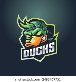 Vector Illustration Of Duck Mascot Esport Logo Design For Gaming Club