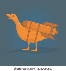 vector illustration of duck with rocket. good for symbol and logo. 