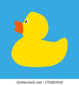 Ilustración vectorial del pato. Icono plano de juguete. Ilustración de dibujos animados. Juguete de bebé. Pato de caucho.