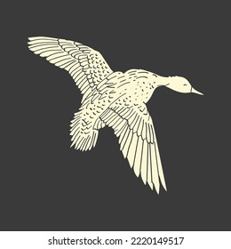 vector illustration of a duck vintage illustration