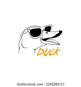 vector illustration of a duck wearing glasses