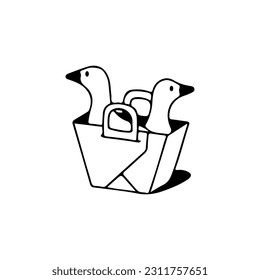 vector illustration of ducks in basket concept