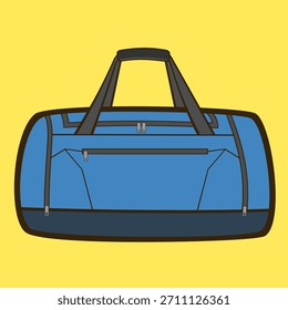 Eine Vektorgrafik eines Reisetaschen. Das Design verfügt über eine abgerundete, rechteckige Form mit vorderer Reißverschlusstasche und robustem Tragegriff.