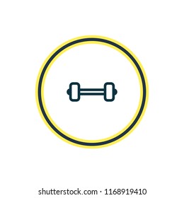 Vector illustration of dumbbell icon line. Beautiful lifestyle element also can be used as barbell icon element.