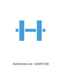 
Vector illustration, dumbbell icon template