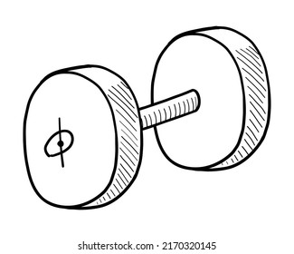 VECTOR ILLUSTRATION OF A DUMBBELL ISOLATED ON A WHITE BACKGROUND. DOODLE DRAWING BY HAND