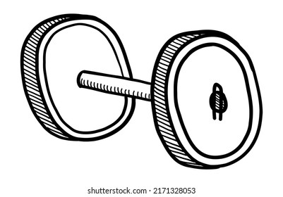 ILUSTRACIÓN DE VECTORES DE UN CÓDIGO DE DUMBBELL AISLADO EN UN FONDO BLANCO. DIBUJO A MANO
