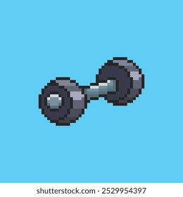 Vector Illustration of dumbbell with Pixel Art Design, perfect for game assets themed designs