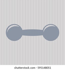 Vector illustration of Dumbbell vector symbol icon in grey.
