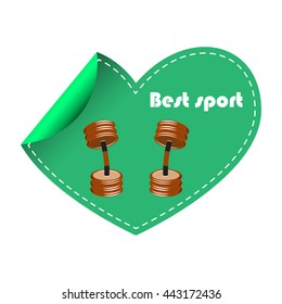 Vector illustration with dumbbells and heart.